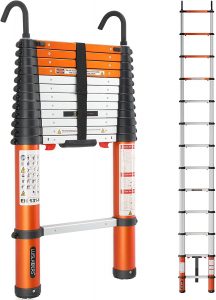 LUISLADDERS Lightweight Anti-Rust Telescoping Ladder, 12.5-Foot