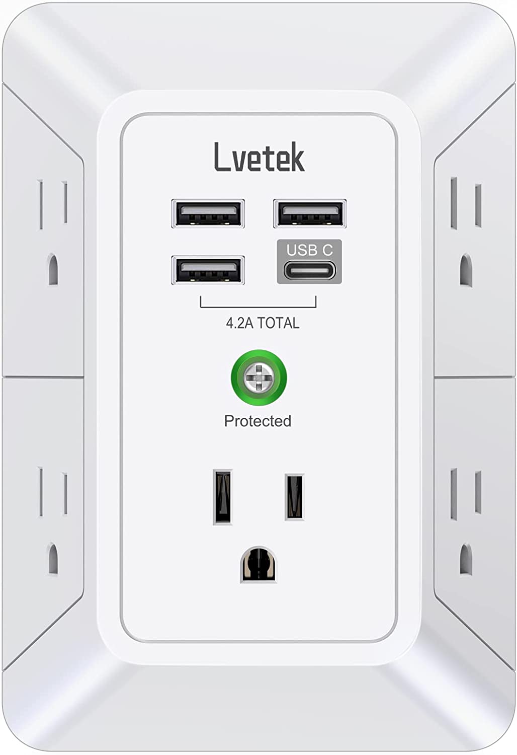 Lvetek Smart 9-In-1 In-Wall Surge Protector, 5-Outlet