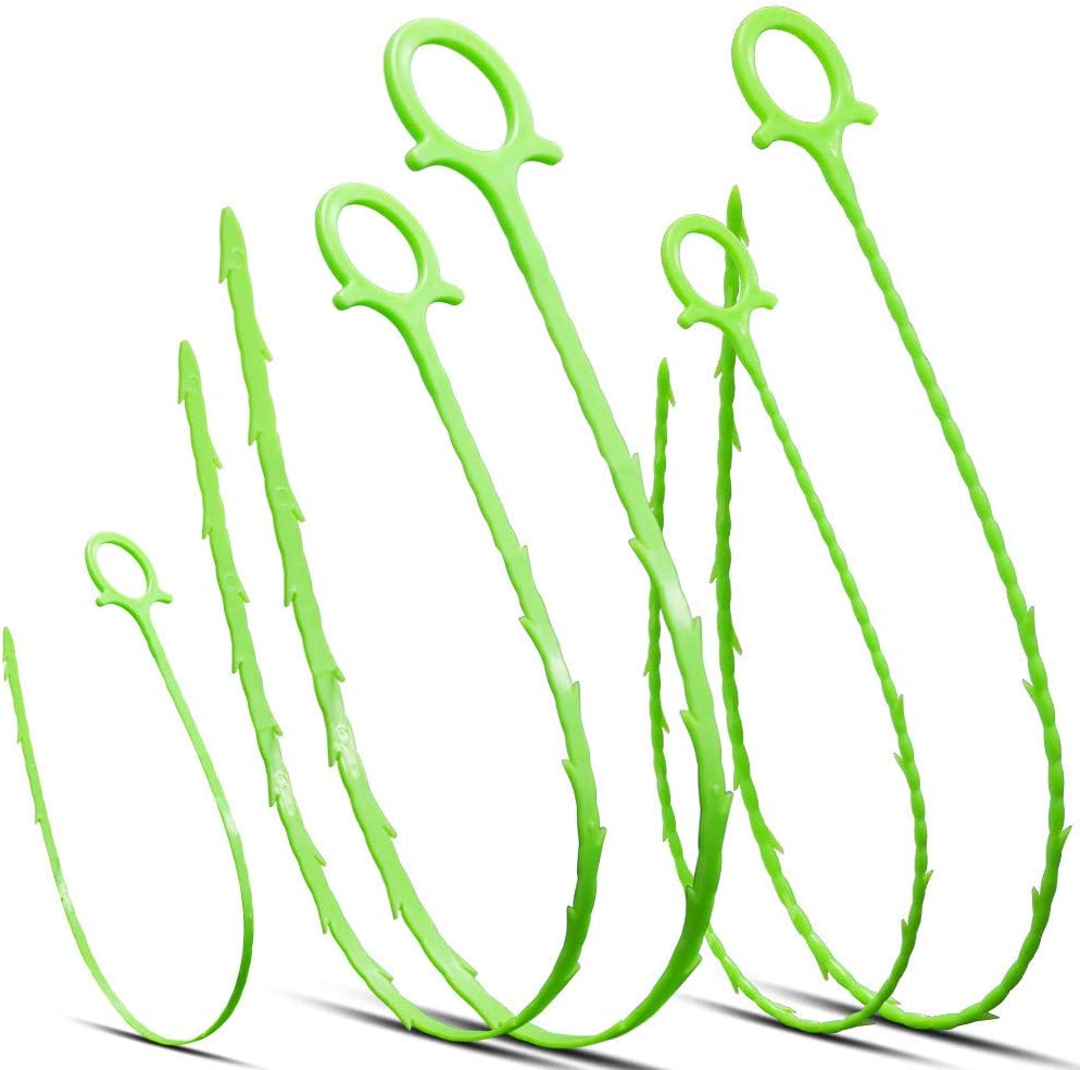 LONGGUI Barbed Design Plastic Drain Snakes, 7-Pack