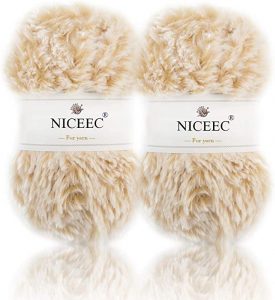 NICEEC Super Soft Chunky Faux Fur Eyelash Yarn, 2 Pack