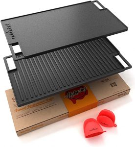 NutriChef Cast Iron Reversible Griddle For Outdoor Grilling