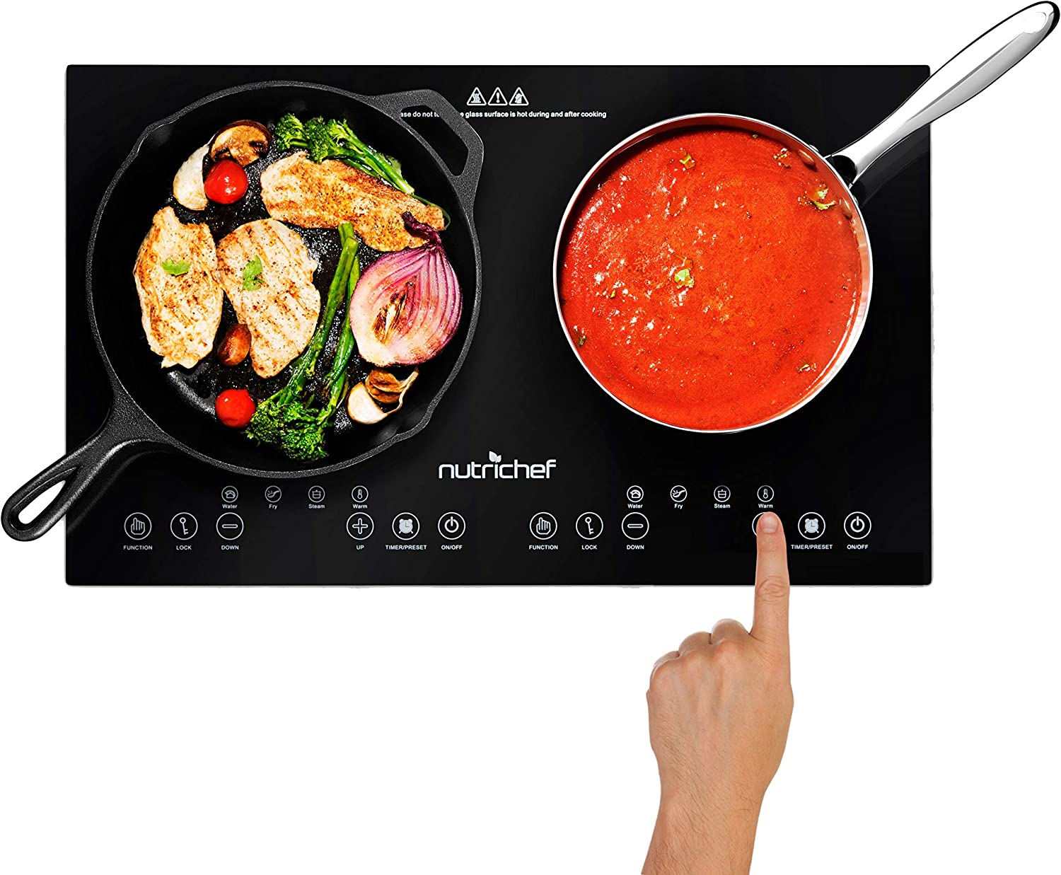 NutriChef LCD Display Screen Double Induction Cooktop