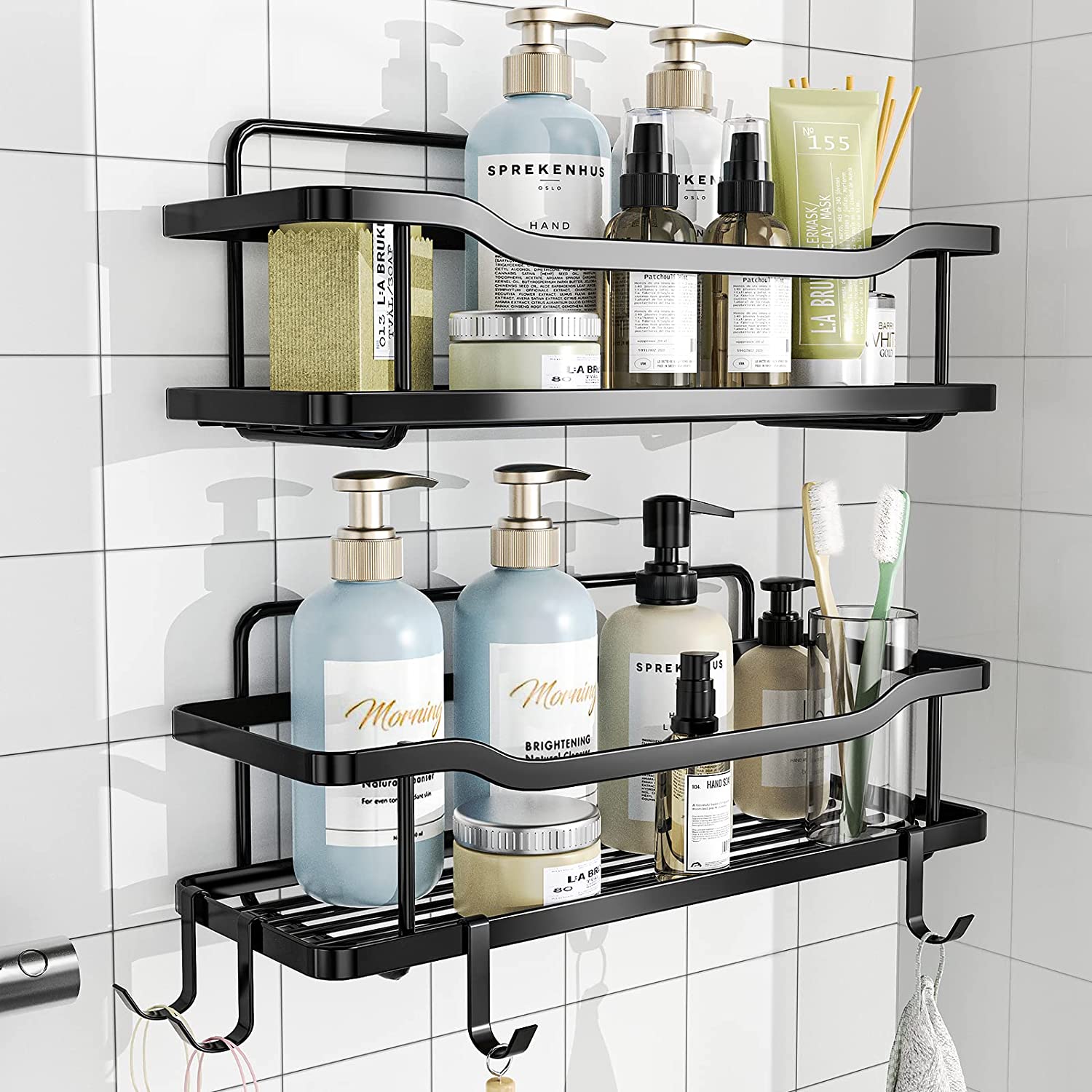 Voldra Shower Caddy Adhesive Shower Shelf With Soap Dish Bathroom
