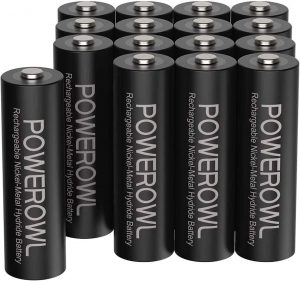 POWEROWL Low Self-Discharge Rechargeable AA Batteries, 16-Pack