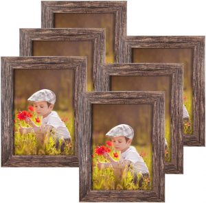 Q.Hou Pre-Attached Hanging Hardware Wooden Picture Frames, 6-Pack