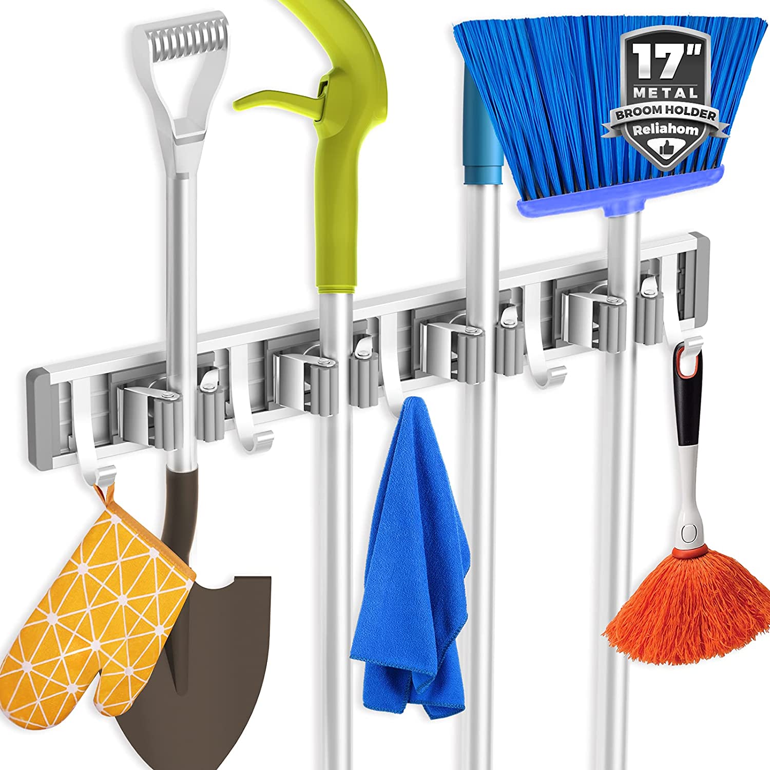 reliahom Strong Grip Stainless Steel Broom Holder