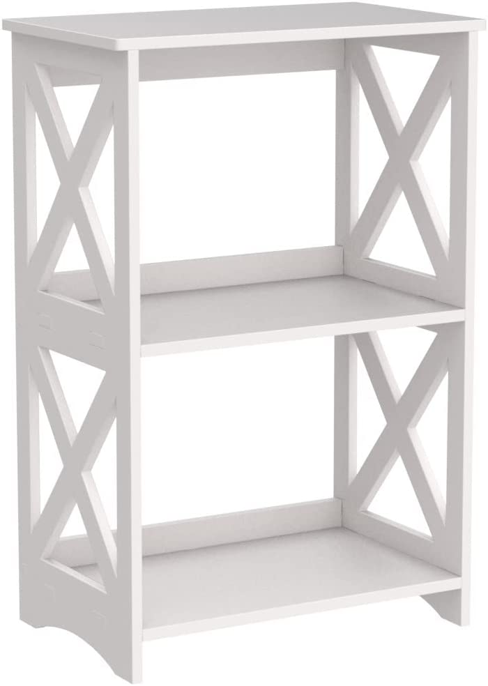 RIIPOO PVC Board X-Frame White Nightstand