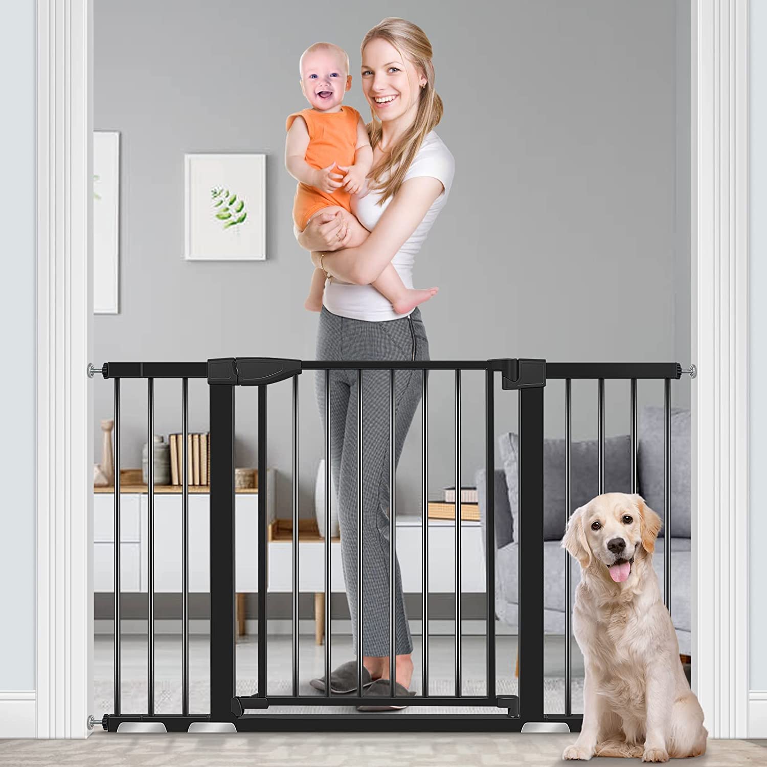 RONBEI Easy Install Extra Wide Pet & Infant Gate, 51.5-Inch