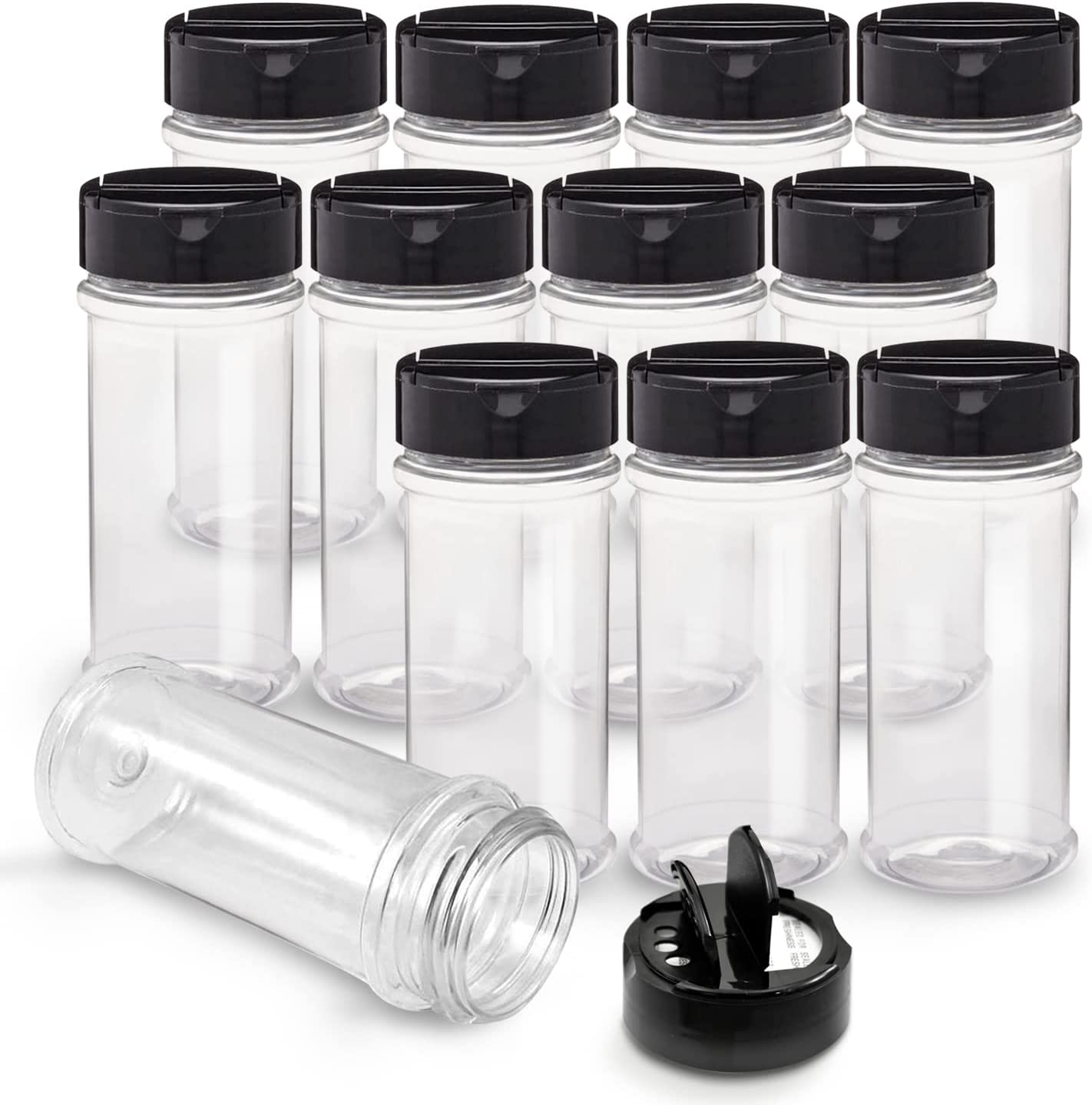 CycleMore 48 Pack 4oz Glass Spice Jars Bottles, Square Spice