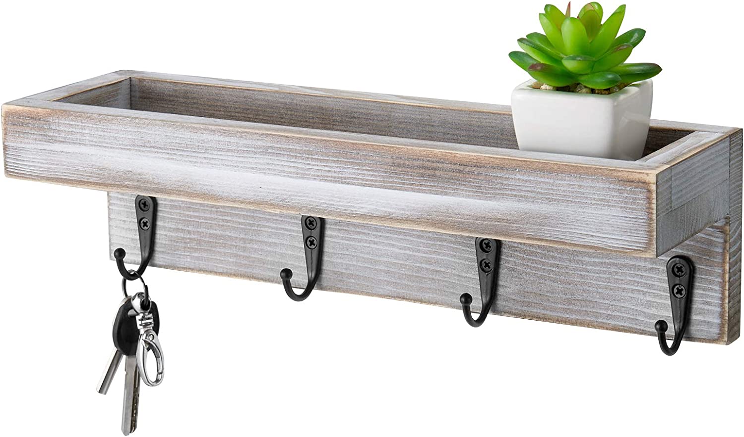 Sageme Rustic Finish Pine Wood Key Holder For The Wall