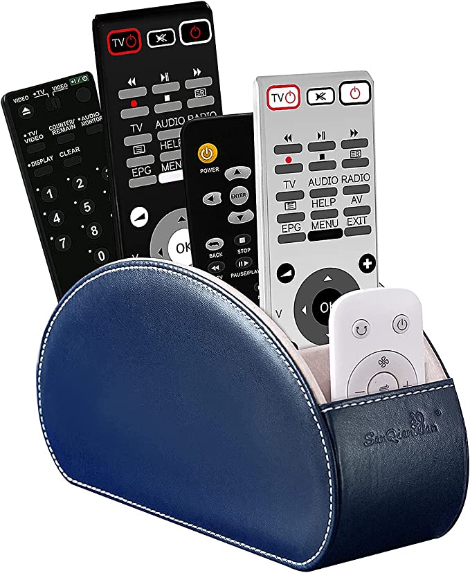 SANQIANWAN Faux Leather Multi-Compartment Remote Control Holder