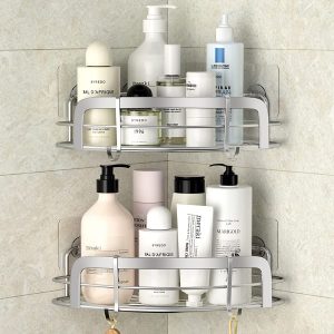 STEUGO Waterproof Adhesive Corner Shower Shelves, 2-Pack