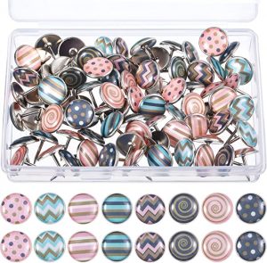 TecUnite Decorative Multi-Patterned Push Pins, 80 Count