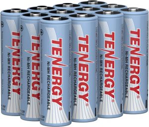 Tenergy High Capacity Rechargeable AA Batteries, 12-Pack