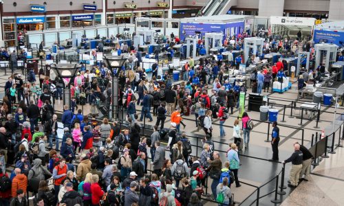 Security line at Denver International Airport