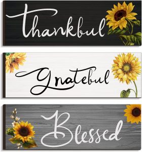 Yalikop Hanging Wooden Signs Sunflower Decor, 3-Piece