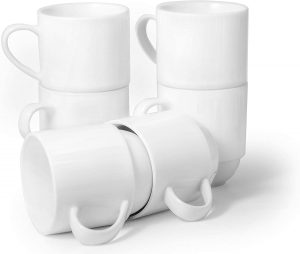 Amuse Home Dishwasher Safe Porcelain Stackable Mugs, 6-Piece