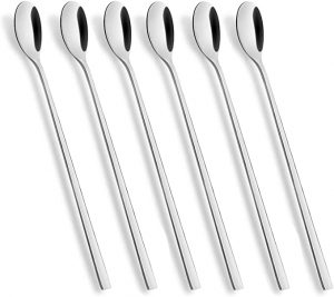 AOOSY Long Handled Stainless Steel Cocktail Spoons, 6 Pack