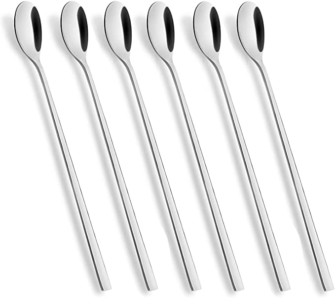 AOOSY Long Handled Stainless Steel Cocktail Spoons, 6 Pack
