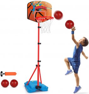 AugToy Adjustable Height Standing Indoor Basketball Hoop