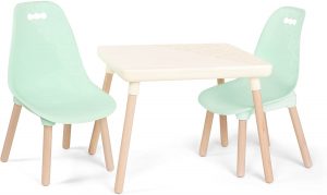 B. spaces by Battat Wooden Legs Plastic Toddler Table & Chairs Set