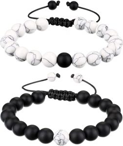BBTO Agate Stone Beads Men’s Bracelets, 2-Piece