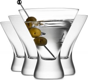 BENETI Stemless Clear Martini Glasses, 4-Piece