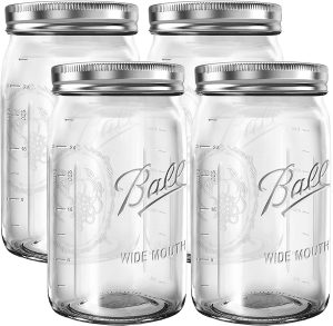 BHL JARS Reusable Dishwasher Safe Mason Jars, 4-Piece