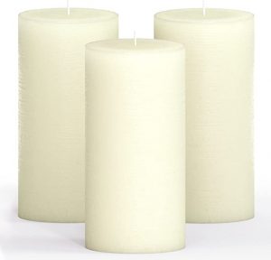 CANDWAX Unscented Decorative Rustic Pillar Candles, 3 Pack
