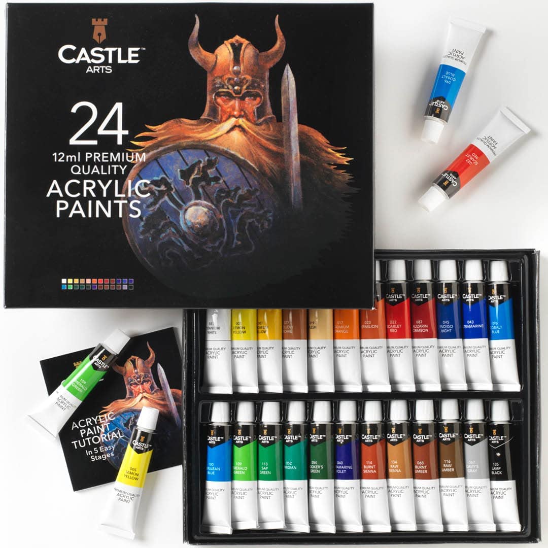 Castle Art Supplies Easy Squeeze Acrylic Paint Set, 24-Colors