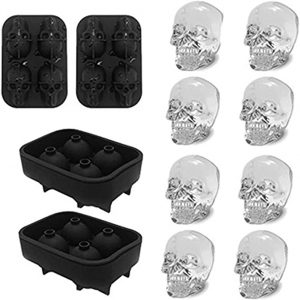 CHIYAN Easy Release Silicone Skull Ice Cube Molds, 2 Pack