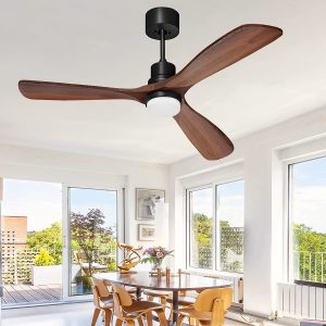 CLUGOJ Modern Walnut Ceiling Fan For Bedroom, 52-Inch