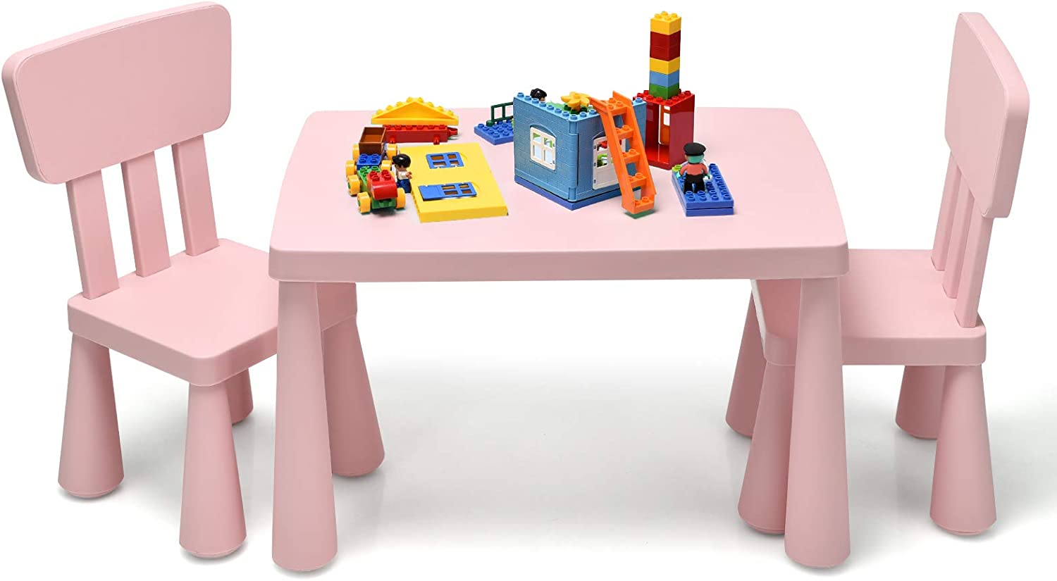 Costzon Ergonomic Backrest Plastic Toddler Table & Chairs Set