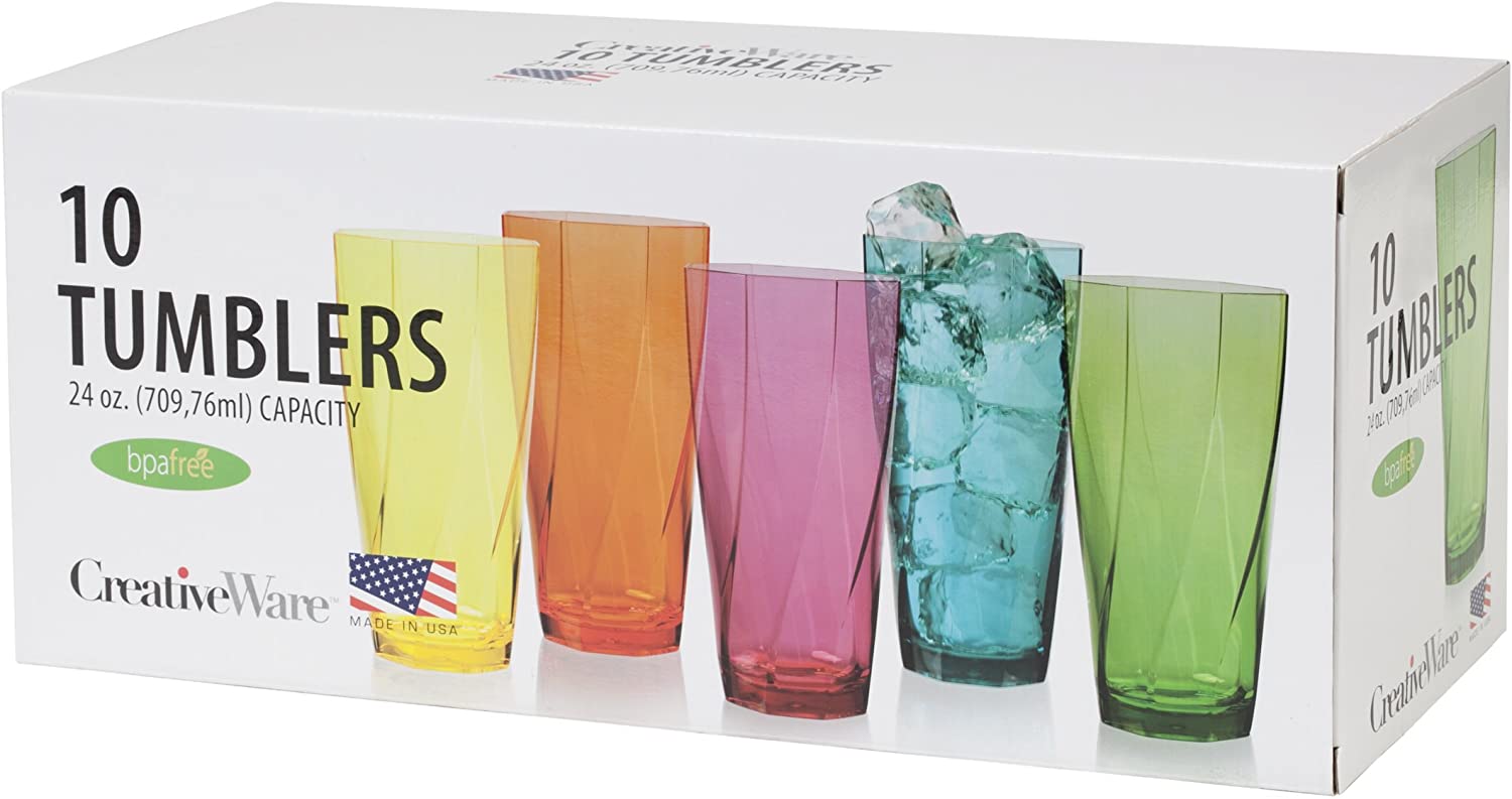 CreativeWare Multicolor BPA-Free Drinkware, Set Of 10