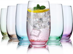 CUKBLESS Assorted Colors Collins Glasses, 6-Piece