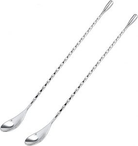 DIFENLUN Stainless Steel Spiral Cocktail Mixing Spoons, 2 Pack