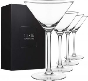 ELIXIR GLASSWARE Hand Blown Crystal Cocktail Glasses, 4-Piece