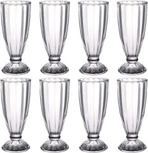 Encheng BPA-Free Fluted Hurricane Glasses, 8-Piece