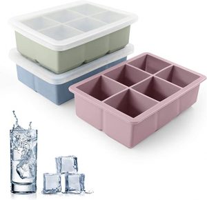 Excnorm BPA Free Removable Ice Cube Molds With Lids, 3 Pack