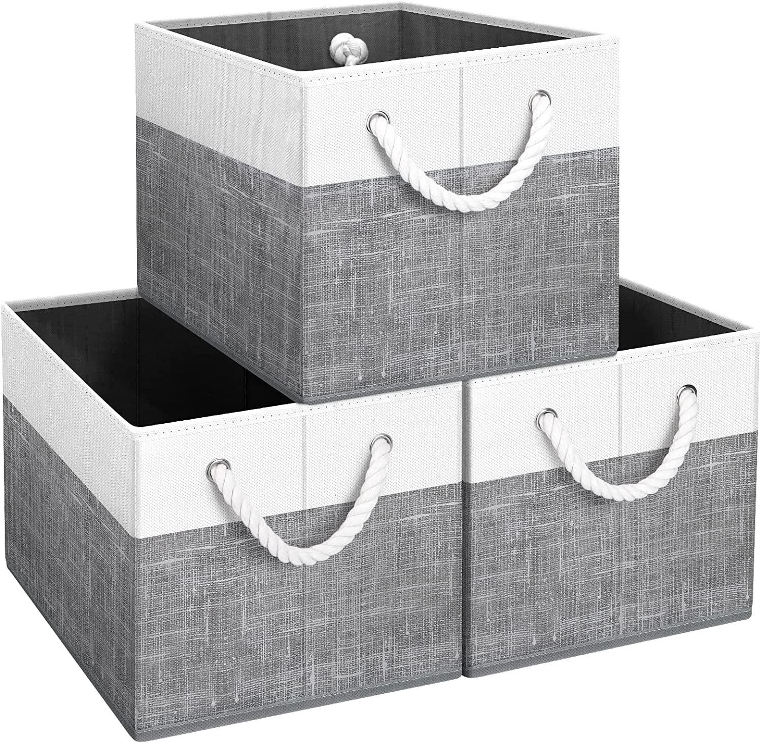 Fab totes Reinforced Handle Collapsible Book Storage Boxes, 3-Pack