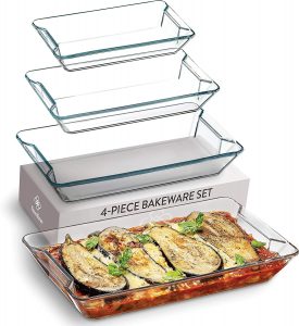 FineDine Clear Dishwasher Safe Glass Cookware Set, 4-Piece