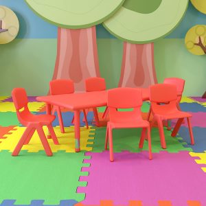 Flash Furniture Height Adjustable Plastic Toddler Table & Chairs Set