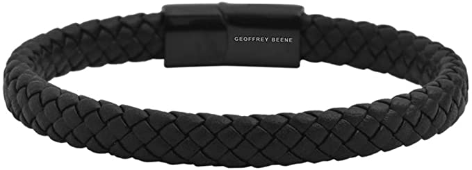 Geoffrey Beene Magnetic Closure Braided Leather Men’s Bracelet