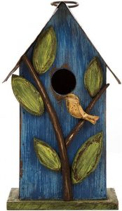 Glitzhome Distressed Painted Wood Hanging Bird House