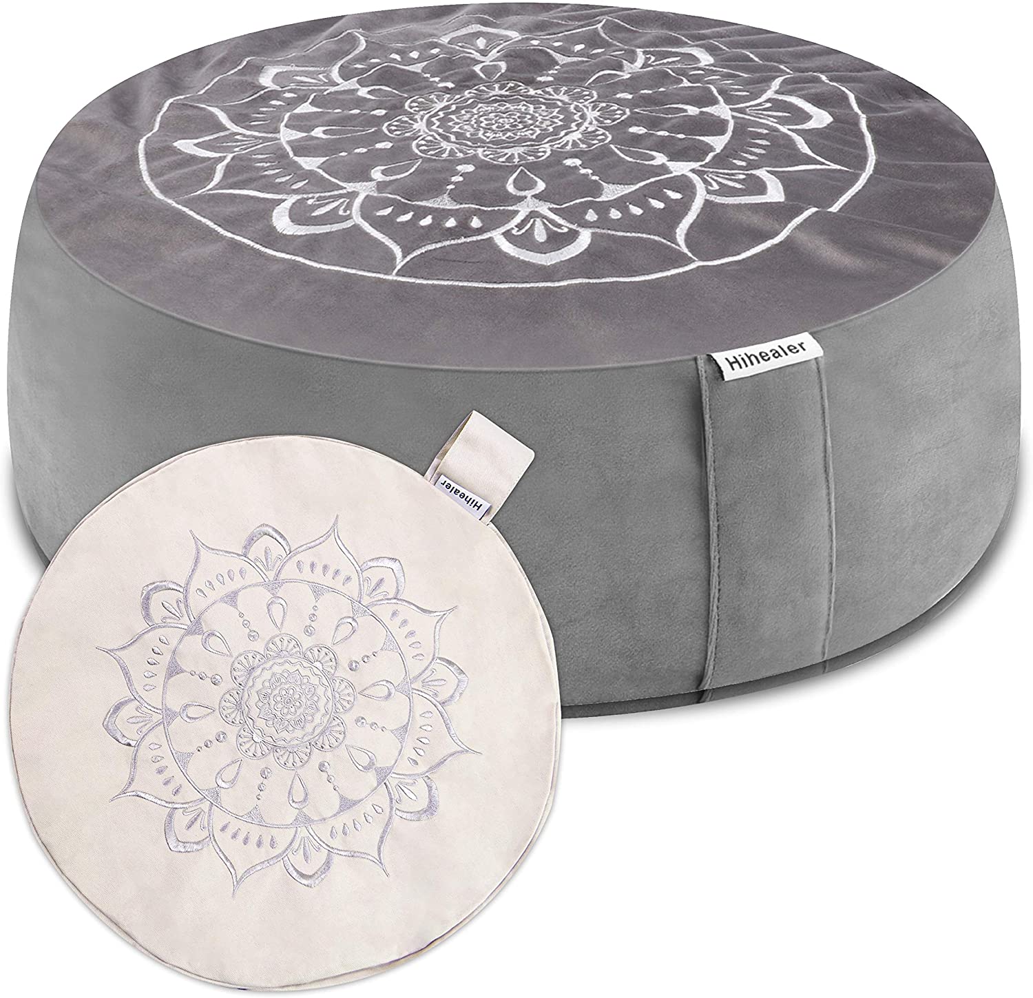 Hihealer Interchangeable Cotton & Velvet Covers Meditation Cushion