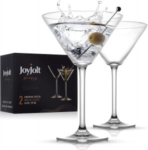 JoyJolt Olivia Lead-Free Crystal Martini Glasses, 2-Piece