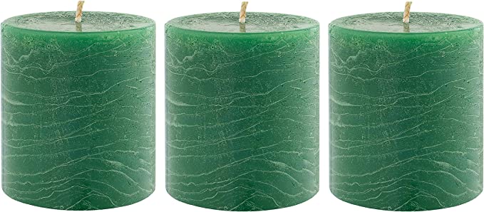 JULIE ANN HOME Hand Poured Clean Burning Unscented Pillar Candles, 3 Pack