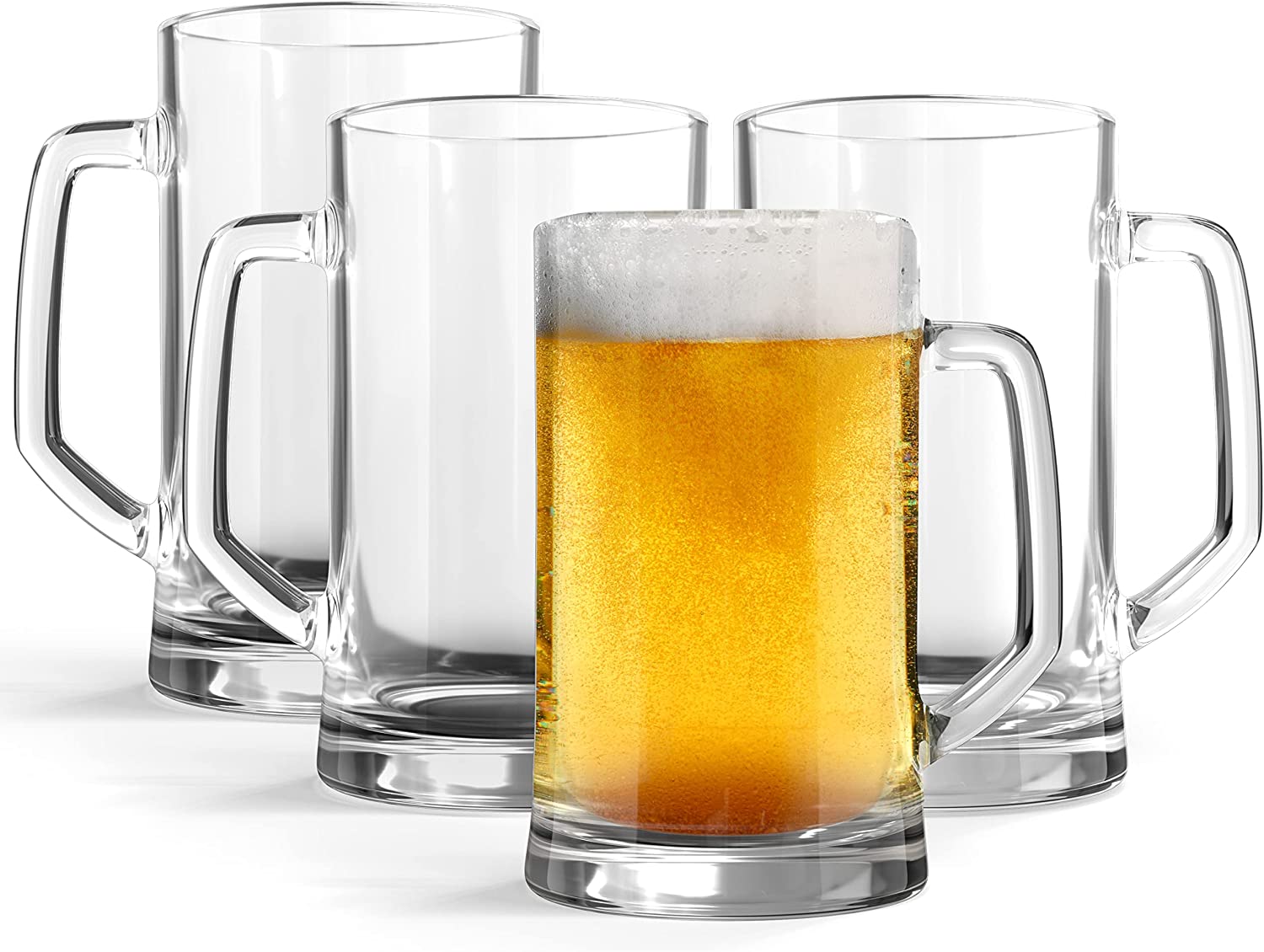 KooK Freezer Safe Thick Glass Beer Mugs, 2-Piece