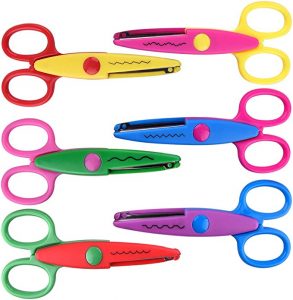 KUUQA Kids Decorative Edge Safety Scissors, 6 Pack