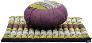 LEEWADEE Roll-Up Mat & Round Meditation Cushions, 2-Piece